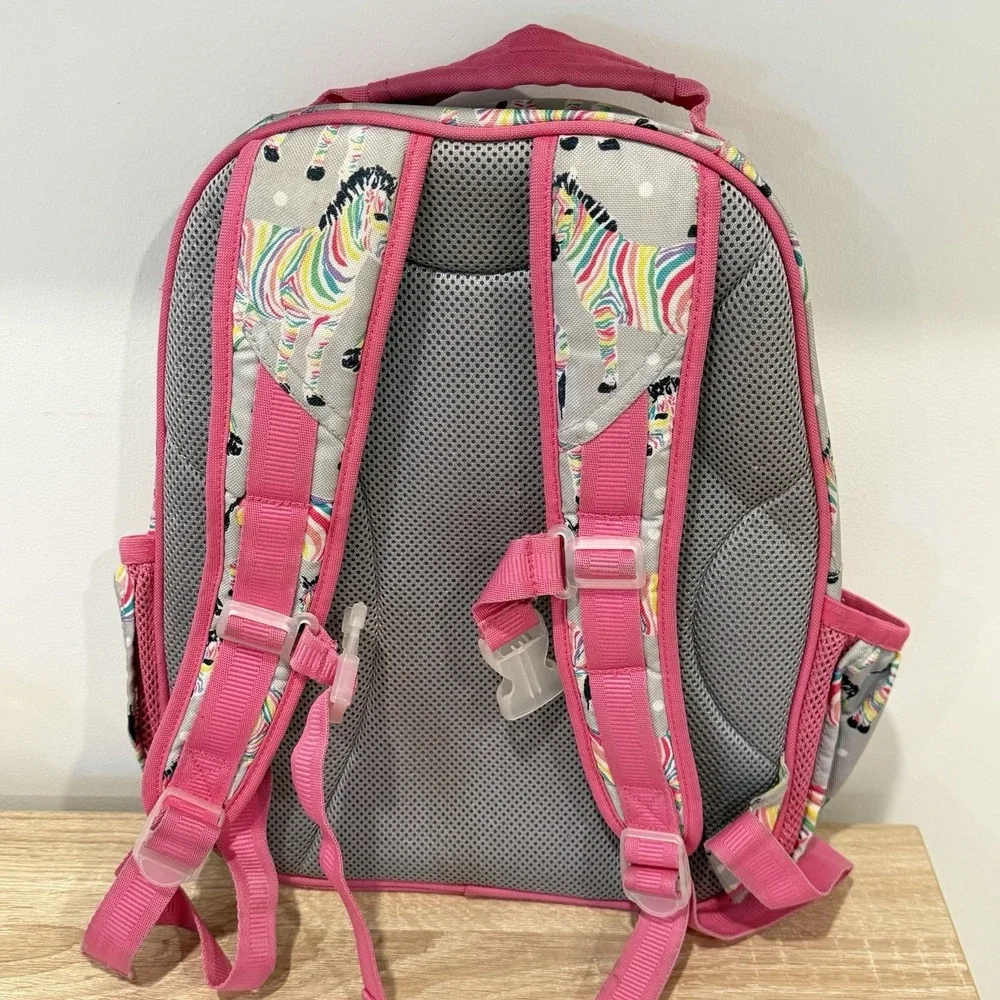 Pottery Barn Kids Backpack‎ Rainbow Zebras Embroidered Evelyn School Colorful